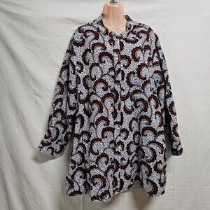 Zuri Kenya Long Sleeve Short Dress Women Size 2X 100% Cotton